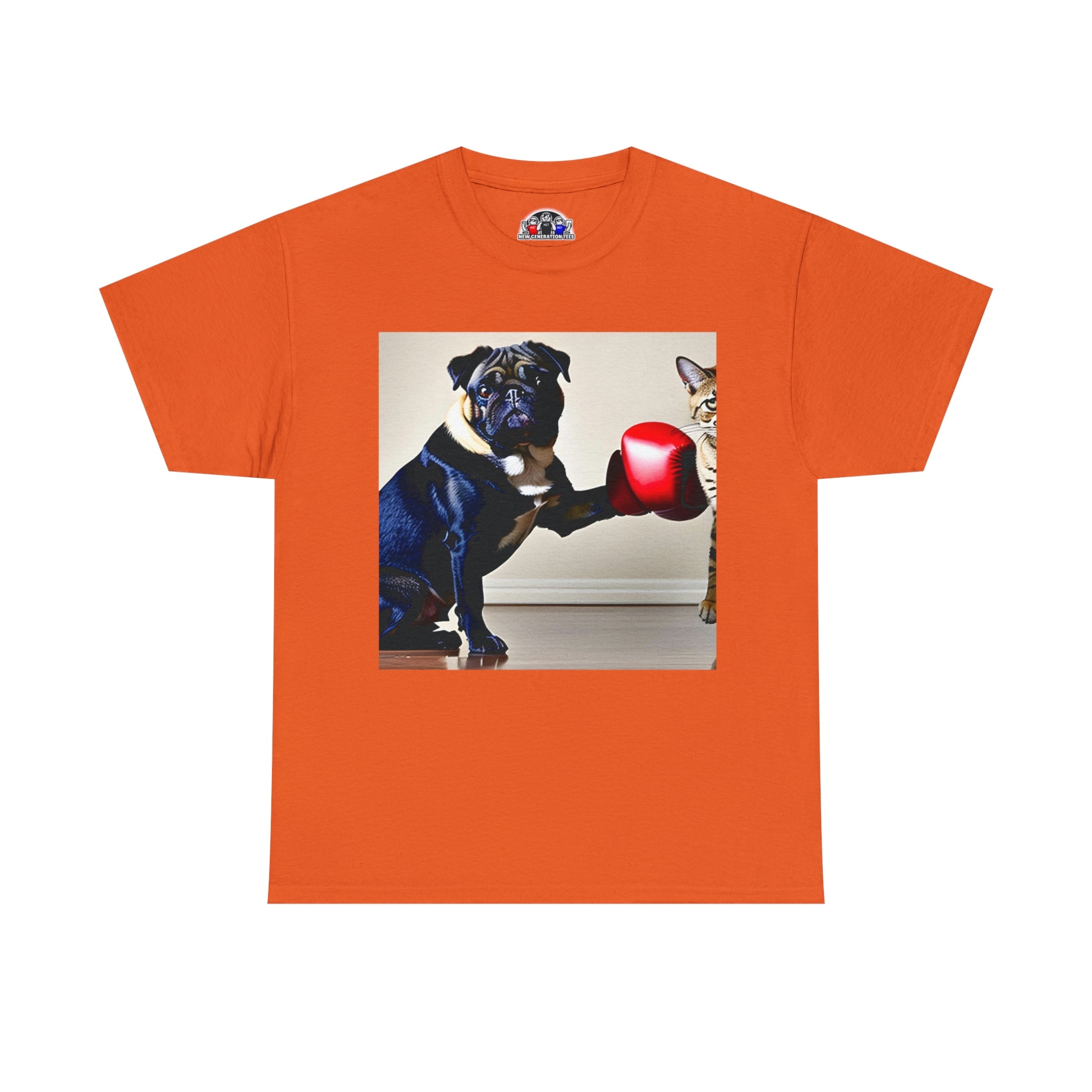 Pug over Cat Unisex Heavy Cotton Tee - New Generation Ts