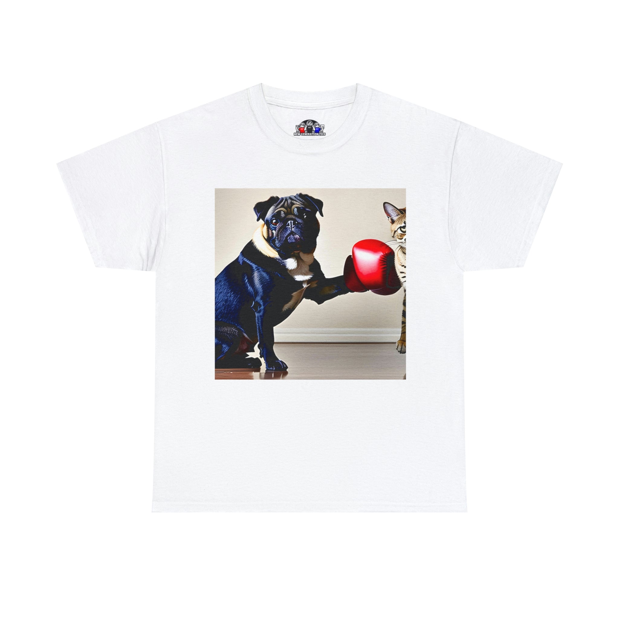 Pug over Cat Unisex Heavy Cotton Tee - New Generation Ts