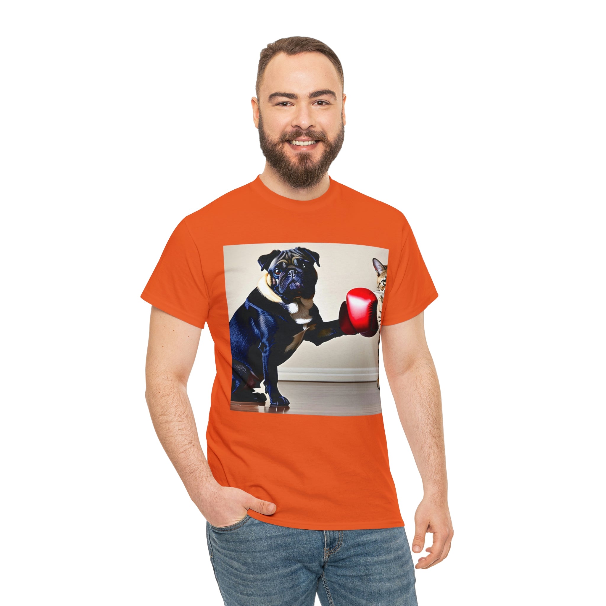 Pug over Cat Unisex Heavy Cotton Tee - New Generation Ts