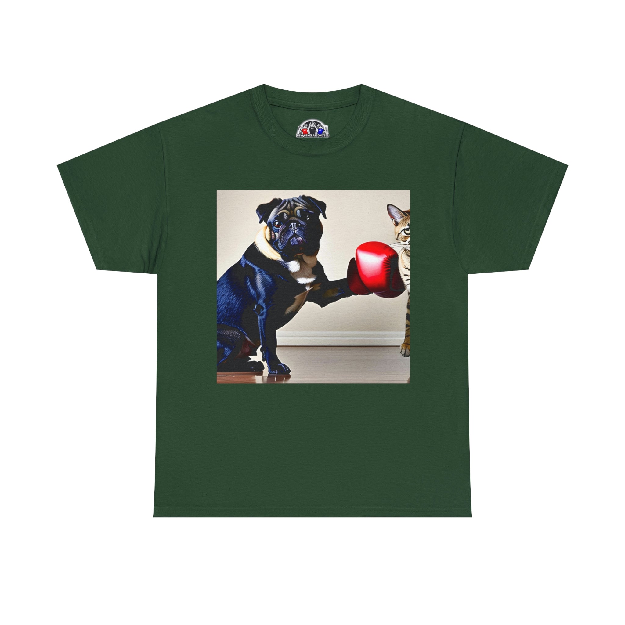 Pug over Cat Unisex Heavy Cotton Tee - New Generation Ts